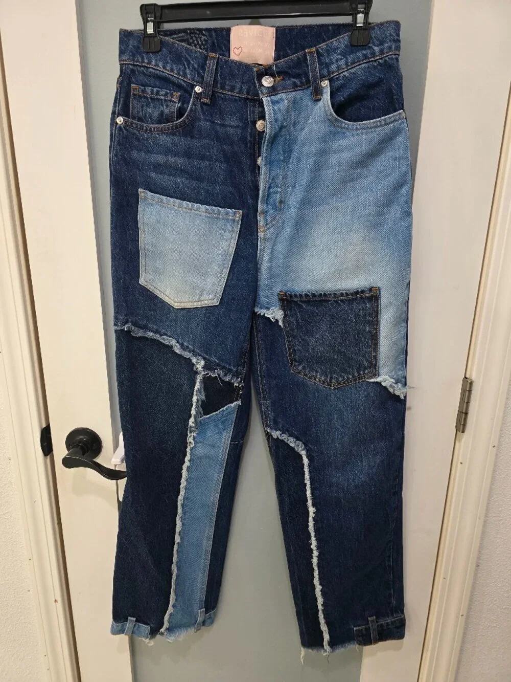 Revice Patchwork Jeans Women’s Size 28 Made in USA Straight Leg High Rise